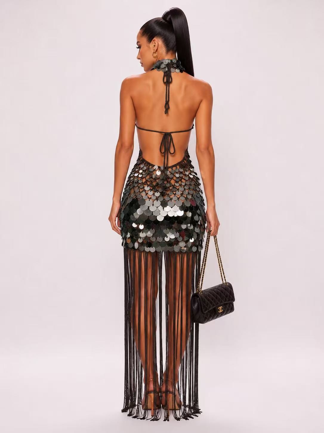 Black/Grey Sequin w/ Tassel Zara Dress