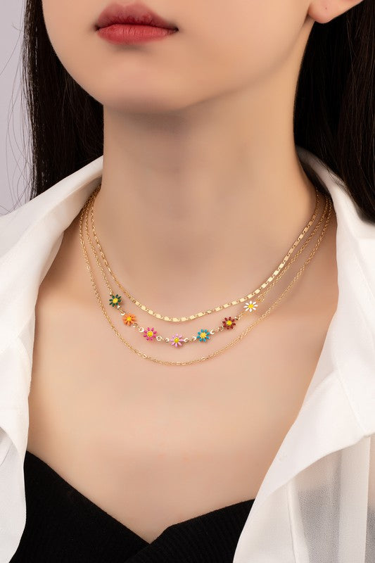 3-Set Delicate Chain & Daisy Flower Necklaces
