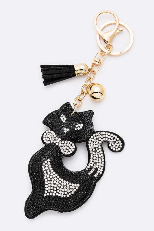 Black Cat Crystal Pillow Key Chain