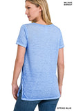 Washed Melange Burnout Scoop V-Neck Top- 7 Colors