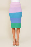 High-Waisted Midi Sweater Multicolor Skirt- 2 Colors