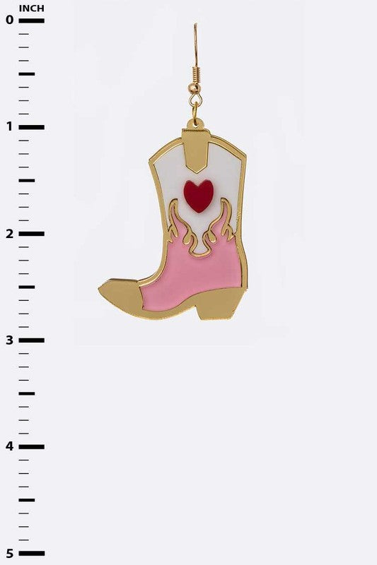Acrylic Cowboy Boots Earrings-2 Colors