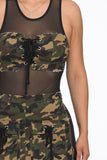 Sexy Mesh Camouflage Mini Dress