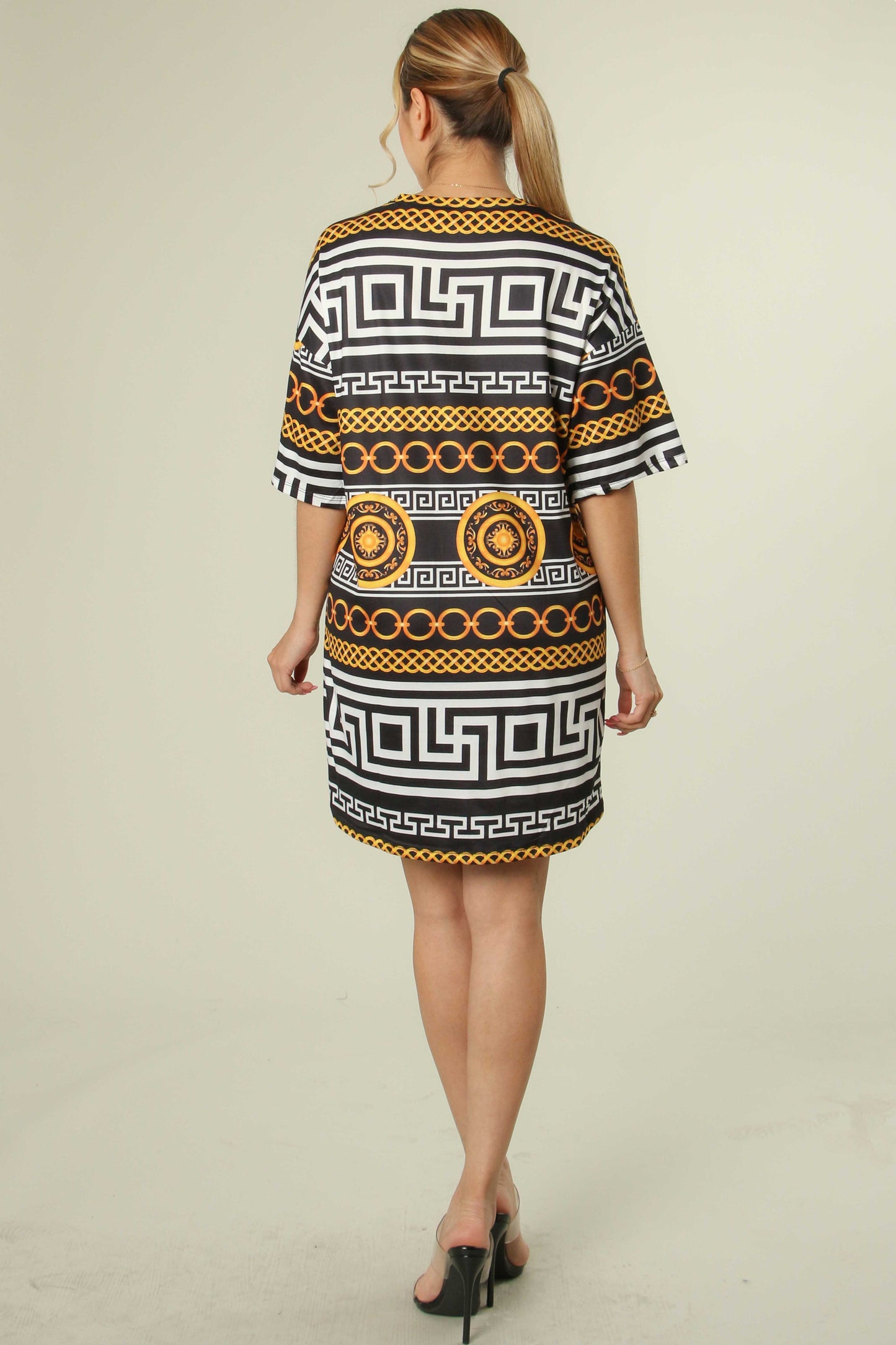 Graphic Face Print Shirt Dress