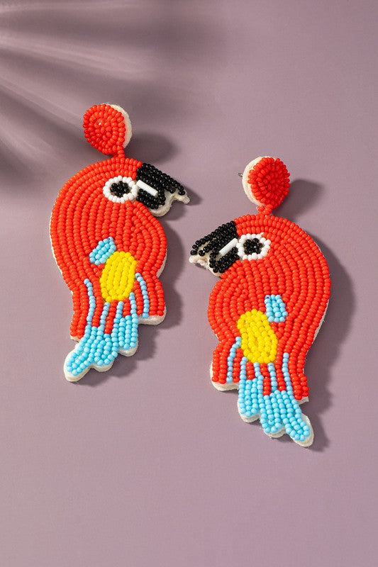 Love Bird Seed Bead Earrings