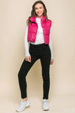 PU Faux Leather Puffer Vest With Snap Button- 4 Colors
