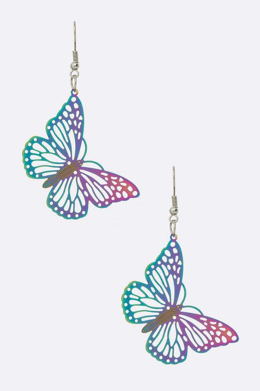 Halographic Filigree Butterfly Earrings