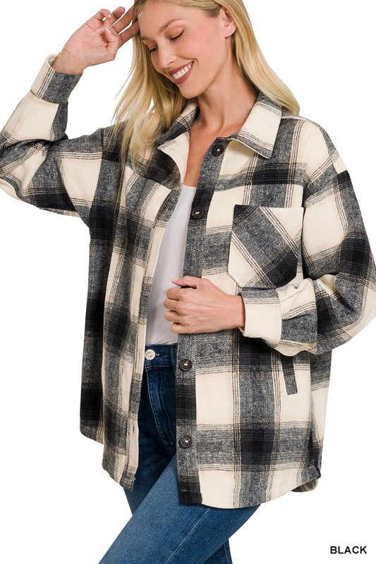 Oversized Yarn Dyed Plaid Longline Shacket- 4 Colors