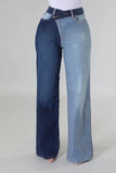 Asymmetrical Pin Stripe Jeans Pants