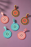 Handmade Color Seed Bead Disk Drop Earrings