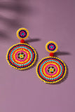 Handmade Color Seed Bead Disk Drop Earrings