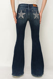 MID RISE FLARE STAR RHINESTONE ON POCKETS JEANS