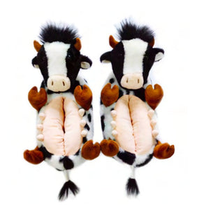 Howdy Cow - Women's Funny Animal Fuzzy Slippers