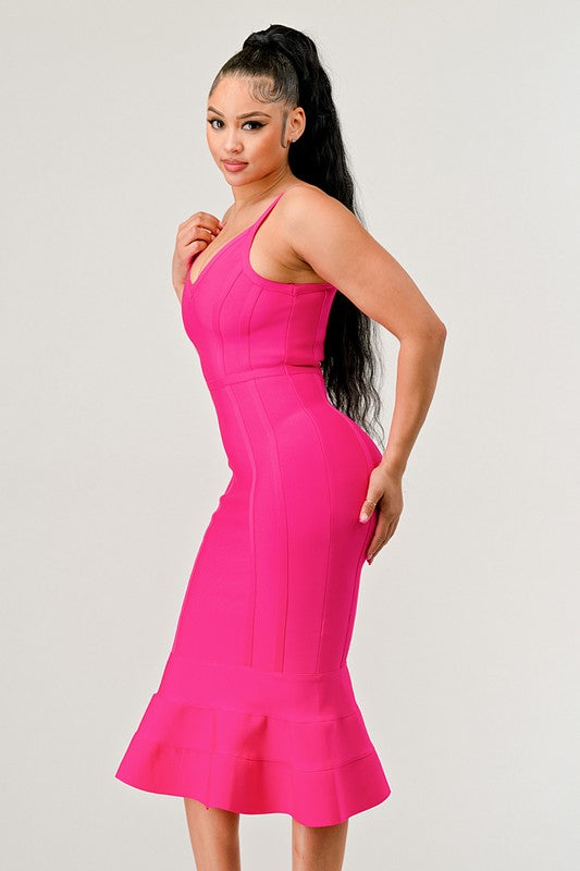 Athina Pink Mermaid Shape Bandge Dress