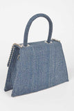 Rhinestone Accent Denim Top Handle Clutch Bag-2 Colors