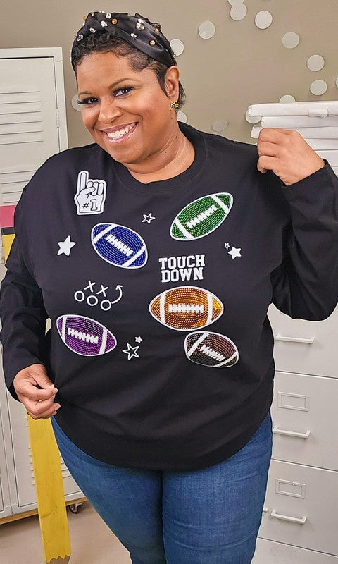 Football Sparkle Boyfriend Long Sleeve Shirt