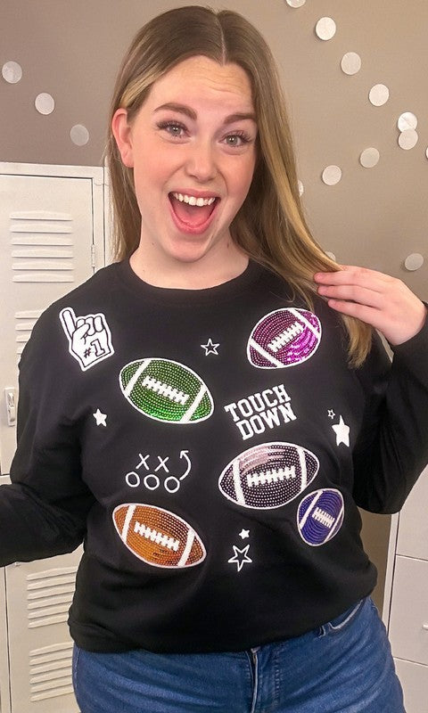 Football Sparkle Boyfriend Long Sleeve Shirt