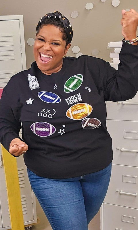 Football Sparkle Boyfriend Long Sleeve Shirt