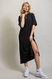 VENTED HEAVY COTTON WASHED DRESS-2 COLORS
