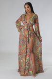 Resort Long Sleeve Top & Double Slit Maxi Dress