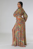 Resort Long Sleeve Top & Double Slit Maxi Dress