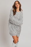Silver Long Sleeve Sequin Mini Dress