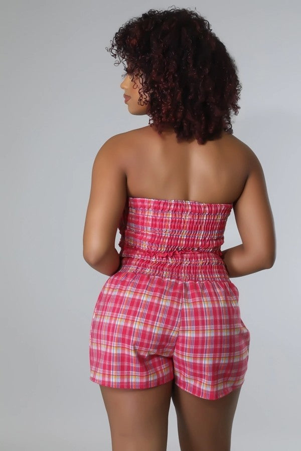 Gingham Tube Top & Shorts Set