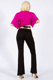 Batwing Sleeve Knot Front Crop Blouse-2 Colors