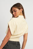 TURTLE NECK RIBBED VEST-2 COLORS