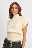 TURTLE NECK RIBBED VEST-2 COLORS