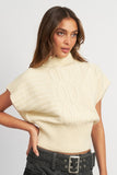 TURTLE NECK RIBBED VEST-2 COLORS