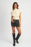 TURTLE NECK RIBBED VEST-2 COLORS