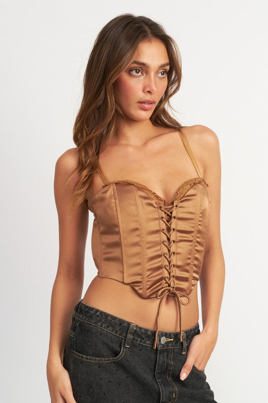 PEEKABOO CORSET TOP WITH LACE DETAIL-2 COLORS