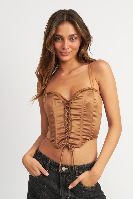 PEEKABOO CORSET TOP WITH LACE DETAIL-2 COLORS