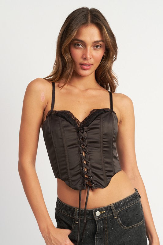 PEEKABOO CORSET TOP WITH LACE DETAIL-2 COLORS