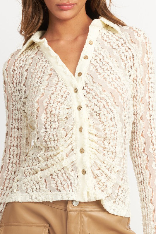 BELL SLEEVE LACE TOP- 2 COLORS