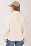 Cable Pattern Soft Fleece Fur Schacket Jacket