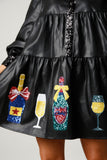 Holiday Champagne Bottle Shirt Dress