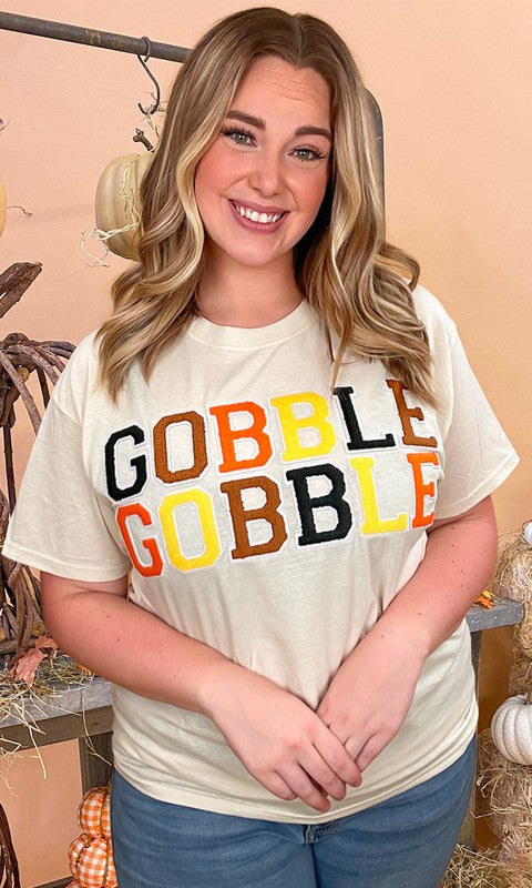 Soft Ideal Chenille Gobble Gobble Graphic T-Shirt