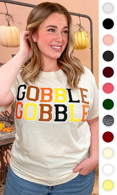 Soft Ideal Chenille Gobble Gobble Graphic T-Shirt