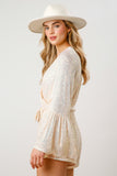 Sequin Belted Romper-Cream (Pre-Order)