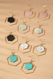 Hexagon Hoop & Stone Drop Earrings