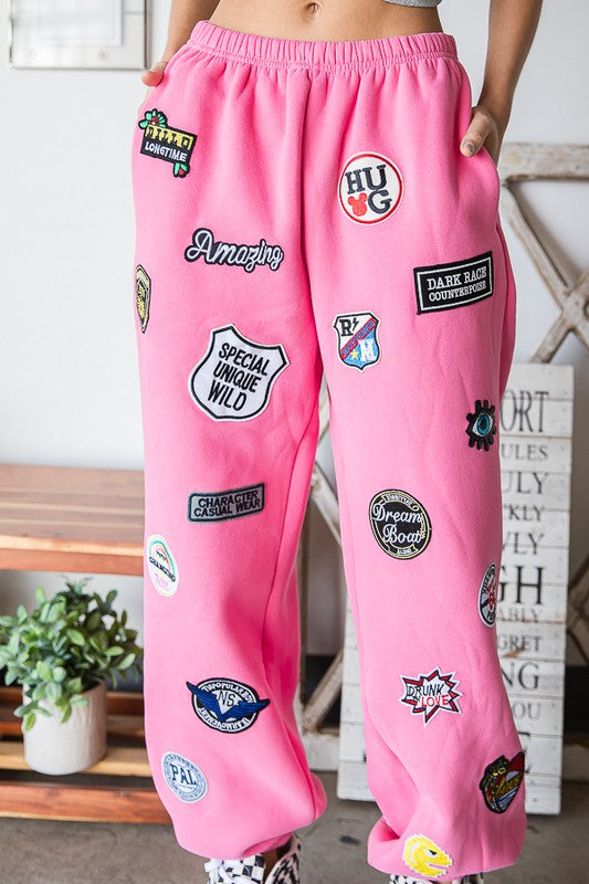 Hight Waist Multi Patches Jogger Pants -2 Colors