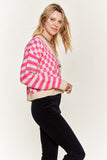 Plus Size Contrast Pattern Sweater Cardigan-3 Colors
