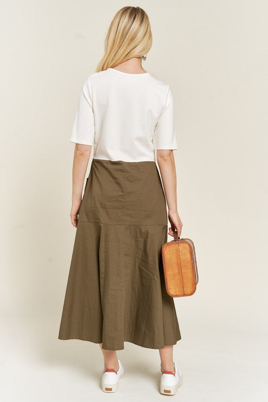 KNIT MIX DRESS- 2 COLORS