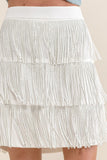 RHINESTONE SUEDE FRINGE SKIRT-6 COLORS