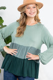 PLUS SIZE COLOR BLOCK TIERED SWING TOP-2 COLORS