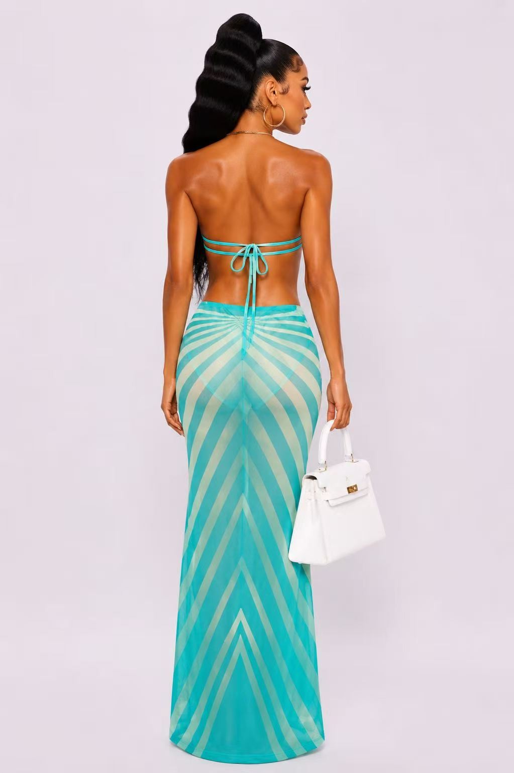Mirage Cut-Out Swimwear Skirt Set- Blue