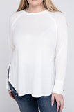 Plus Size Melange Baby Waffle Long Sleeve Top-5 Colors