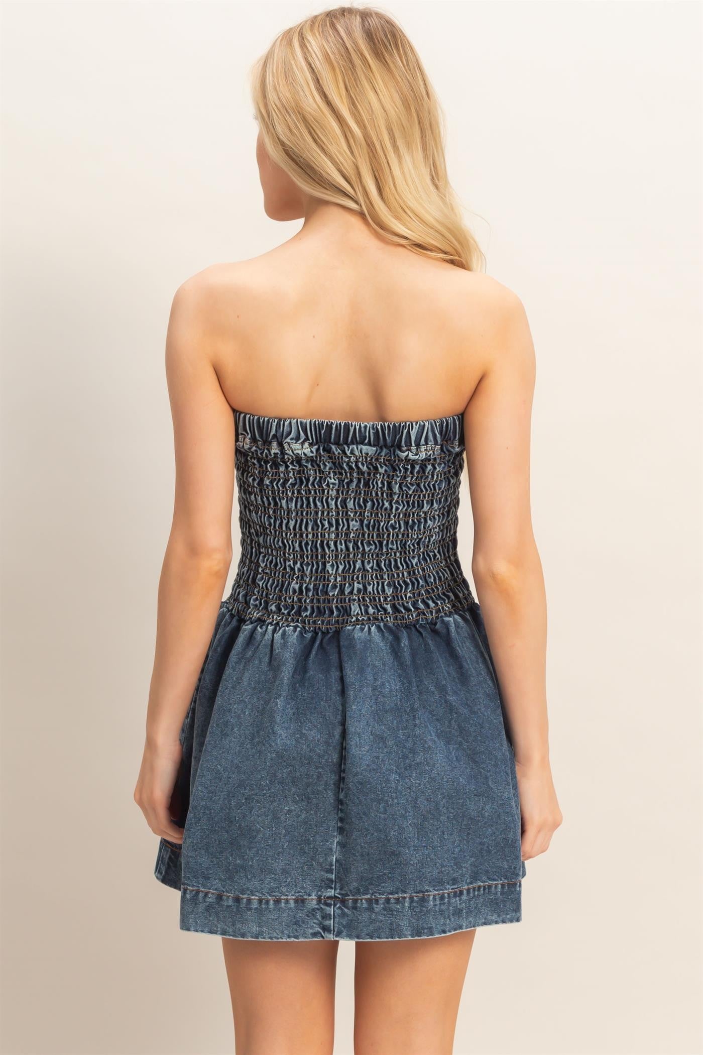 Chic Denim Dress-Blue